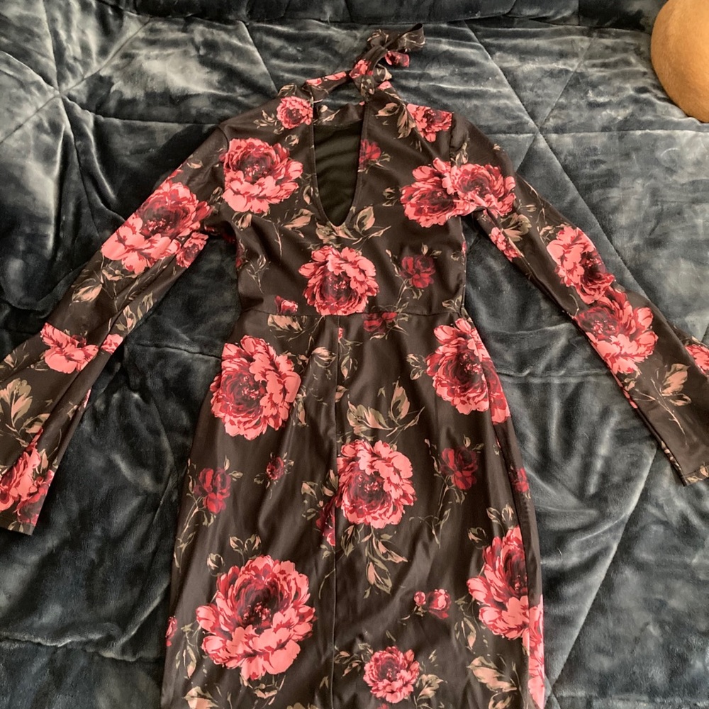 Floral print long sleeved mini dress - Picture 4 of 4